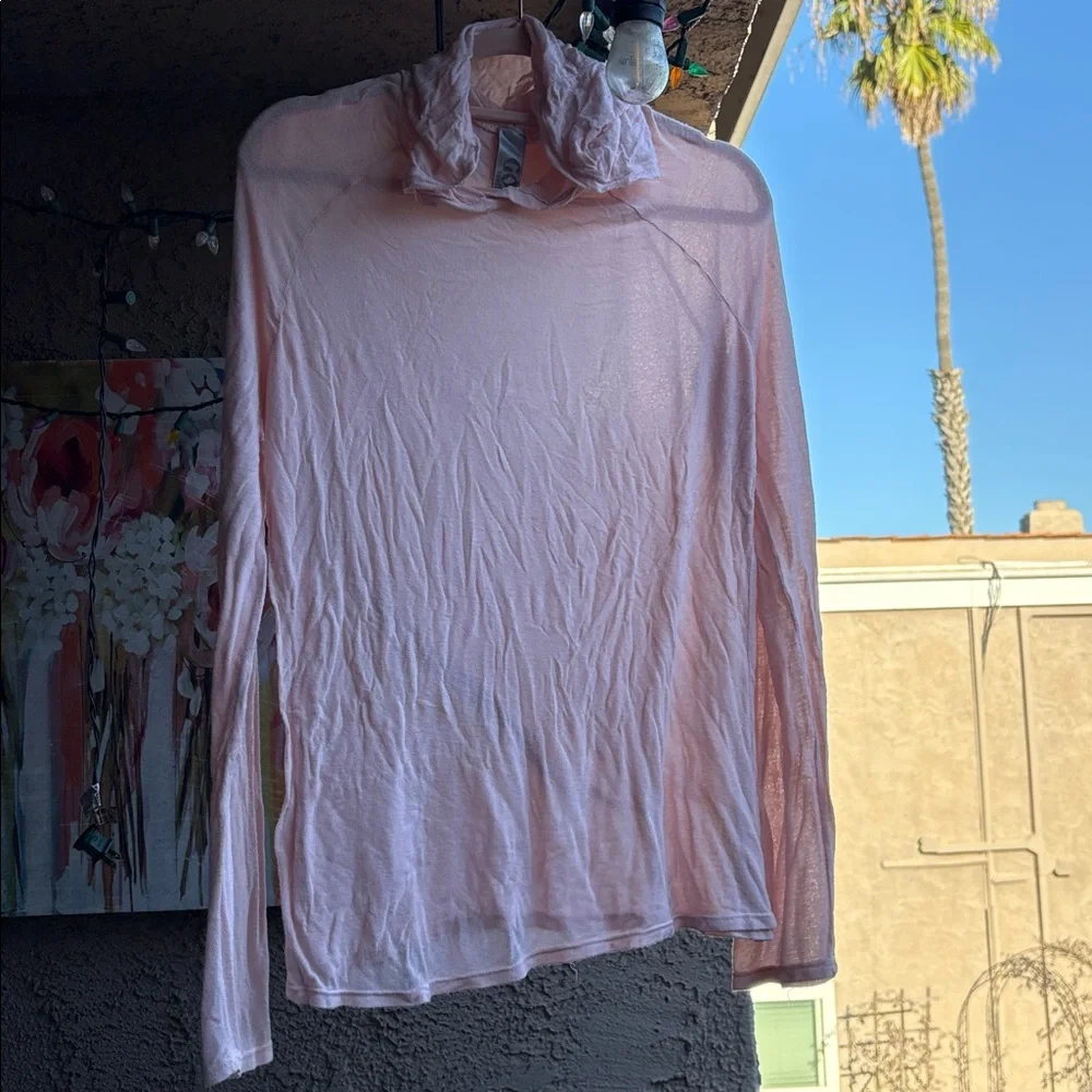 Pale Pink Lightweight Tissue Hooded Tee - S - Picture 3 of 10